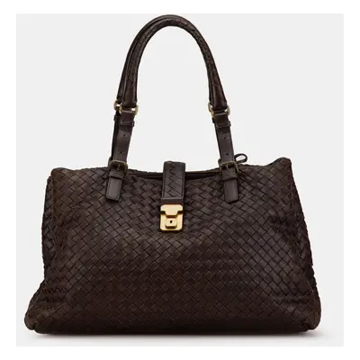 Bottega Veneta Brown Medium Intrecciato Roma Satchel