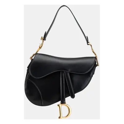 Dior Black Medium Leather Saddle Bag