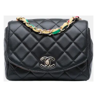 Chanel Black Quilted Lambskin Small Ribbon Flap Bag