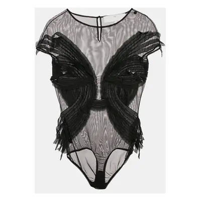 Elisabetta Franchi Black Sheer Tulle Bodysuit