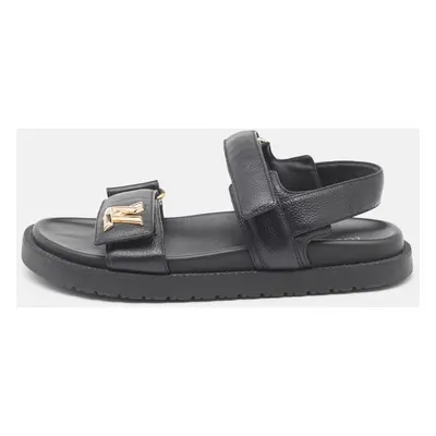 Louis Vuitton Black Leather Sunset Slingback Sandals Size