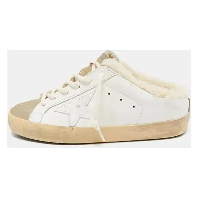 Golden Goose White Leather and Suede Superstar Sneaker Mules Size