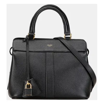 Celine Black Small Cabas de France Leather Satchel