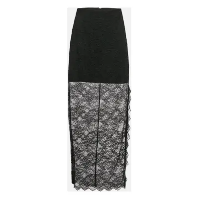 Alice + Olivia Black Floral Lace Iyanna Maxi Skirt