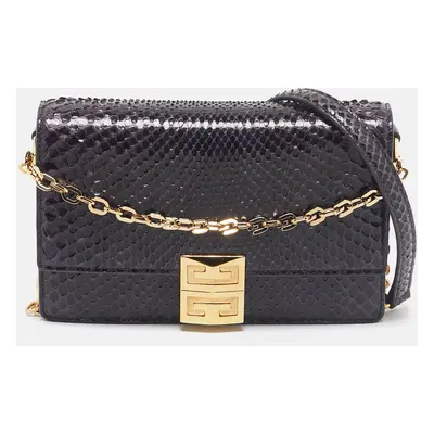 Givenchy Plum Snakeskin 4G Chain Clutch