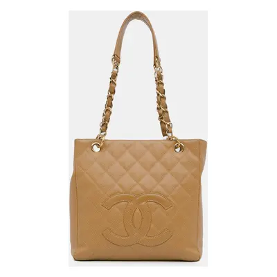 Chanel Brown Caviar Petite Shopping Tote