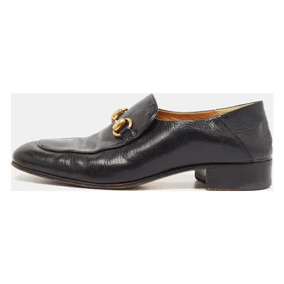 Gucci Black Leather Jordaan Horsebit Loafers Size 35.5