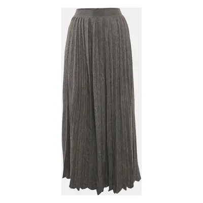 Loro Piana Grey Pleated Cashmere Knit Long Skirt