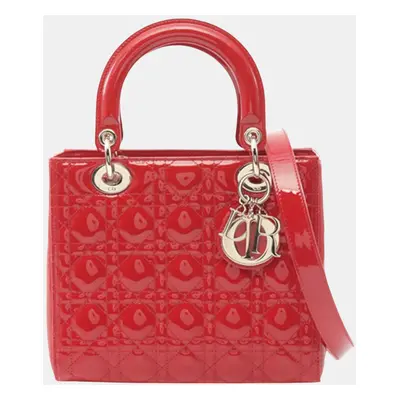 Dior Red Medium Patent Cannage Lady Dior