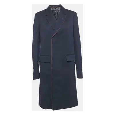 Gucci Navy Blue Wool Gabardine Mid-Length Coat