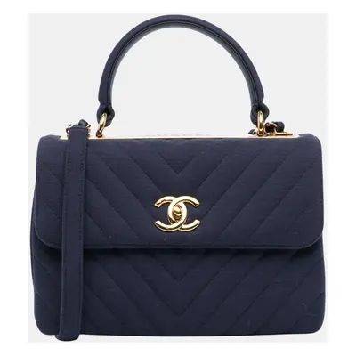 Chanel Blue Small Chevron Jersey Trendy CC Flap