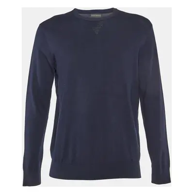 Emporio Armani Navy Blue Knit Crew Neck Sweater