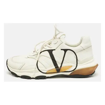 Valentino White Leather VLogo Lace Up Sneakers Size 42.5