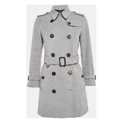 Burberry Grey Wool Blend Double Breasted Coat