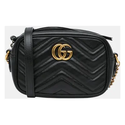 Gucci Black Mini GG Marmont Matelasse Crossbody