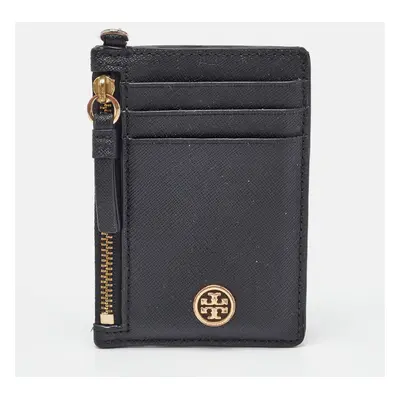 Tory Burch Black Leather Walker Zip Card Holder