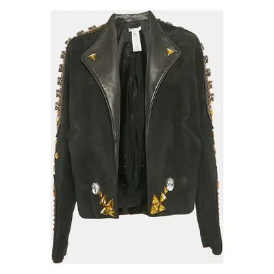 Givenchy Black Studded Suede Open Front Jacket