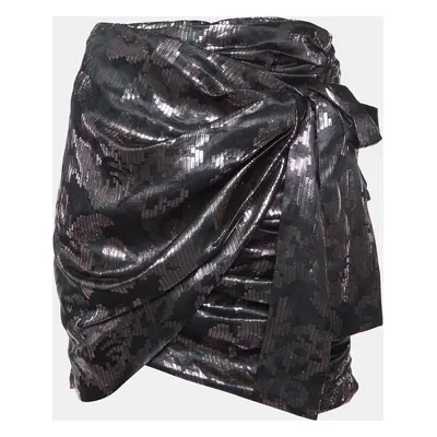 Isabel Marant Metallic Silk Lurex Draped Madly Mini Skirt