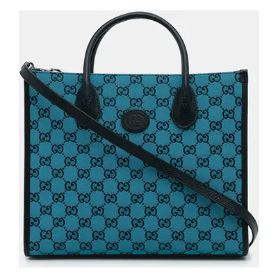 Gucci Black Blue GG Canvas Satchel