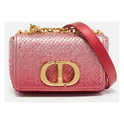 Dior Ombre Pink Leather Beaded Caro Crossbody Bag