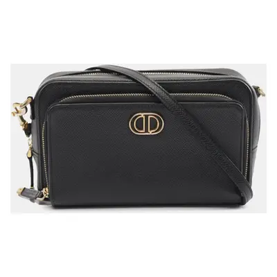 Dior Black Grained Calfskin Caro Double Pouch