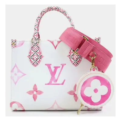 Louis Vuitton White/Pink Leather By The Pool OnTheGo PM Handbag