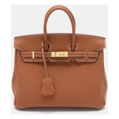 Hermes Brown Togo Leather Birkin Tote Bag