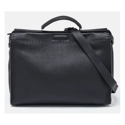 Fendi Black Romano Selleria Leather Peekaboo ISeeU Briefcase