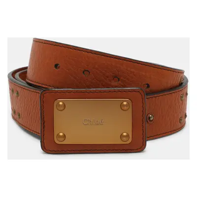 Chloe Tan Leather Buckle Belt