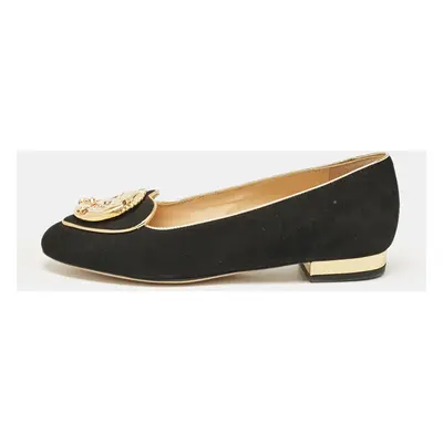 Charlotte Olympia Black Suede Eclipse Ballet Flats Size