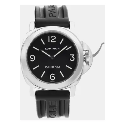 Panerai Black Stainless Steel Luminor PAM00002 Manual Winding Men's Wristwatch