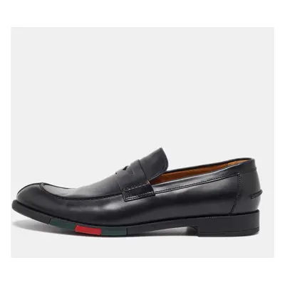 Gucci Black Leather Slip on Loafers Size