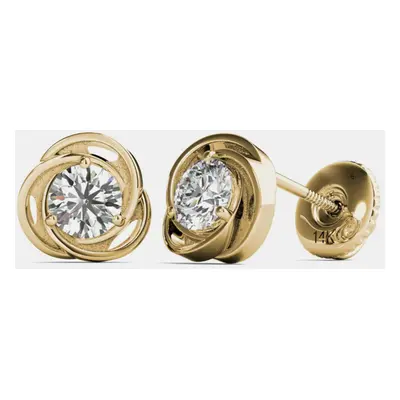 14K Yellow Gold Solitaire Natural Diamond Stud Earrings (1/2 Ctw)