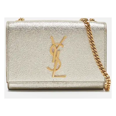 Saint Laurent Light Gold Leather Small Monogram Kate Shoulder Bag