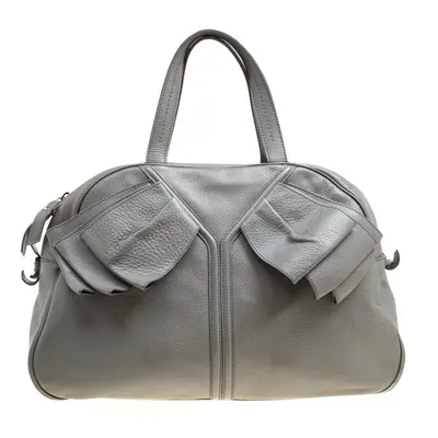 Yves Saint Laurent Grey Leather Obi Bowler Bag