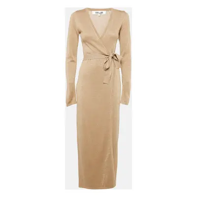 Diane Von Furstenberg Gold Lurex Knit Wrap Dress