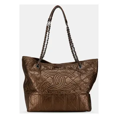 Chanel Brown Distressed Calfskin Shopping In Moscow Tote