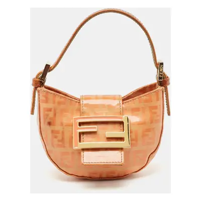 Fendi Orange Zuchinno Coated Fabric Micro Baguette Hobo