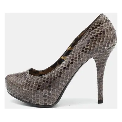 Dolce & Gabbana Grey Python Leather Platform Pumps Size