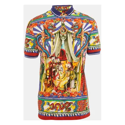 Dolce & Gabbana Multicolor Printed Cotton Polo T-Shirt