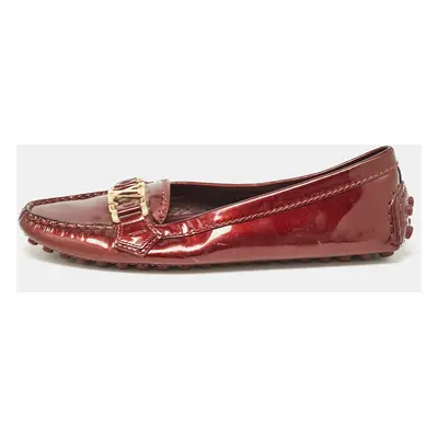 Louis Vuitton Burgundy Patent Leather Oxford Slip On Loafers Size 35.5