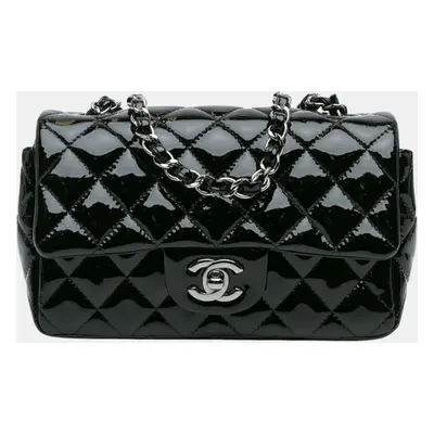 Chanel Black Mini Rectangular Classic Patent Single Flap