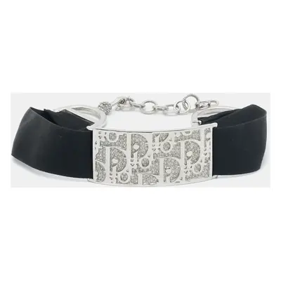 Dior Crystals Fabric Silver Tone Trotter Choker