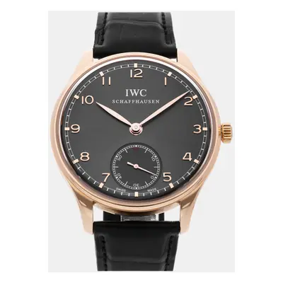 IWC Grey 18k Rose Gold Portugieser Manual Winding Men's Wristwatch mm