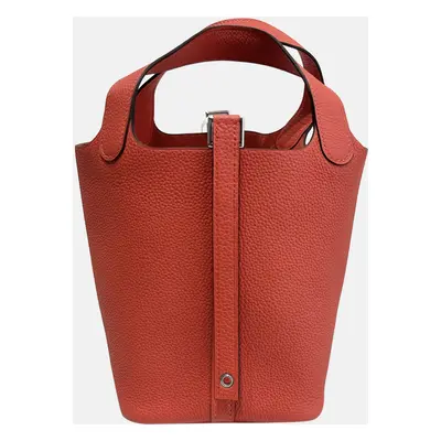 Hermes Flame red Tc leather Bucket bag