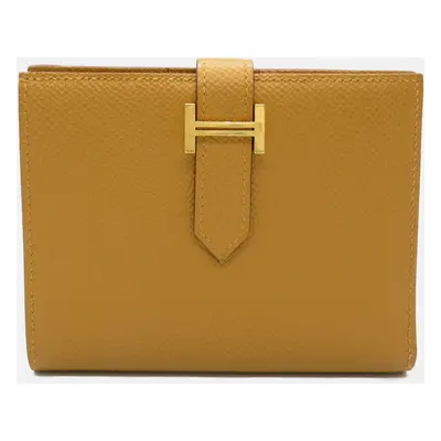 Hermes Yellow Leather Bearn Short Wallet