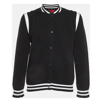 Givenchy Black Wool Blend Button Front Bomber Jacket