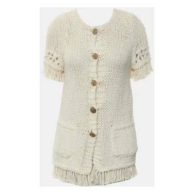 Chanel Off White Cotton Wool Cardigan Dress FR Women