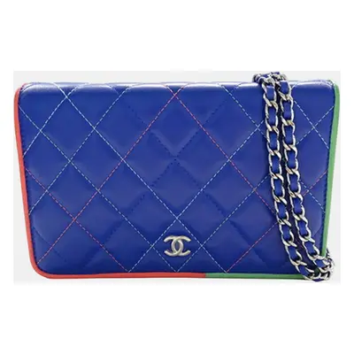 Chanel Blue Quilted Leather Full Flap Shoulder Bag