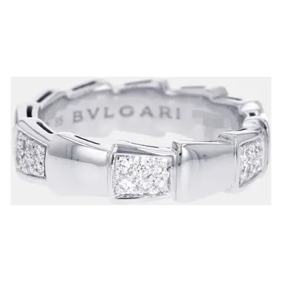 Bvlgari 18K White Gold and Diamond Serpenti Viper Ring EU